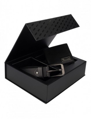 Zestaw prezentowy męski skórzany pasek portfel pudełko premium czarny Beltimore Z21 - zdjęcie 2