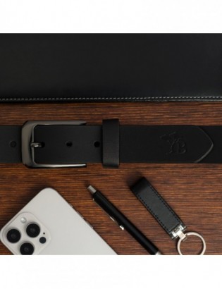 Zestaw prezentowy męski skórzany pasek portfel pudełko premium czarny Beltimore Z21 - zdjęcie 8