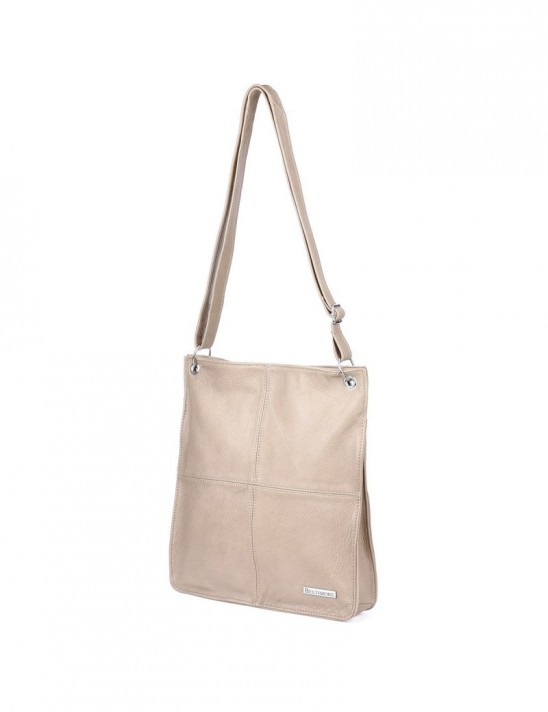 Damska skórzana na ramię torebka Beltimore skóra beżowa 972