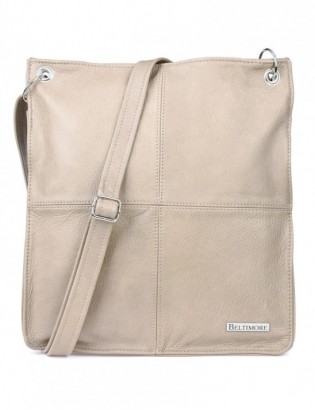 Damska skórzana na ramię torebka Beltimore skóra beżowa 972 - zdjęcie 2