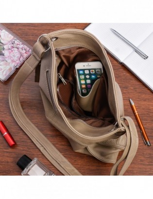 Damska skórzana na ramię torebka Beltimore skóra beżowa 972 - zdjęcie 7