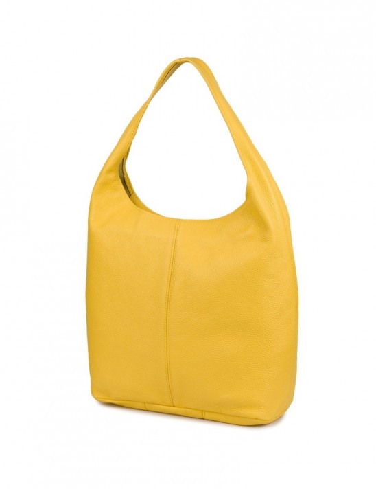 Torebka skórzana damska shopper pojemna A4 skóra naturalna włoska Beltimore żółta U36