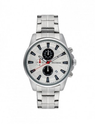 Zegarek męski na bransolecie duży solidny chronograf datownik srebrny Beltimore BT04 - zdjęcie 8