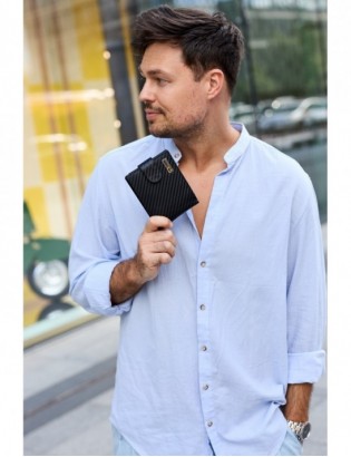 Męski portfel skórzany klasyczny RFiD duży czarny carbon premium Beltimore P02 - zdjęcie 4