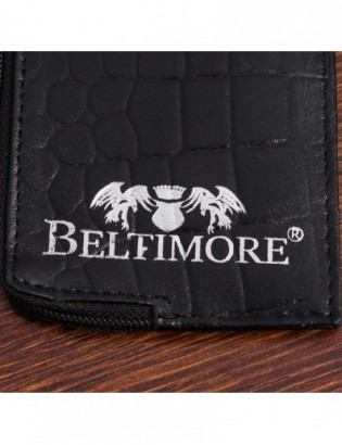 Etui na dokumenty karty czarne skórzane skóra croco slim Beltimore J06 - zdjęcie 3
