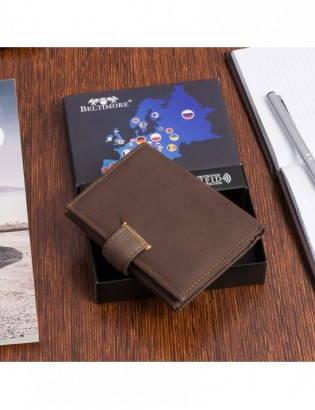 Portfel duży skórzany brązowy pionowy z zapinką męski skóra Beltimore G72 - zdjęcie 5