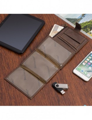 Portfel duży skórzany brązowy pionowy z zapinką męski skóra Beltimore G72 - zdjęcie 7