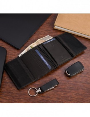 Portfel skórzany męski mały pionowy z flagą czarny RFiD Beltimore D53 - zdjęcie 2