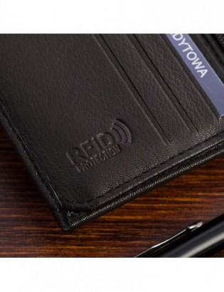 Portfel skórzany męski mały pionowy z flagą czarny RFiD Beltimore D53 - zdjęcie 7