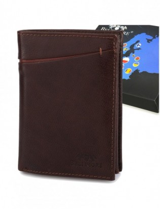 Portfel skórzany męski pionowy klasyczny brązowy RFiD Beltimore D32 - zdjęcie 1