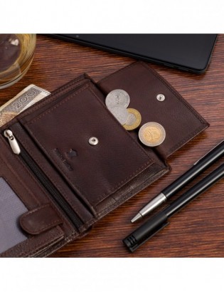 Portfel skórzany męski pionowy klasyczny brązowy RFiD Beltimore D32 - zdjęcie 2