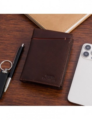 Portfel skórzany męski pionowy klasyczny brązowy RFiD Beltimore D32 - zdjęcie 3