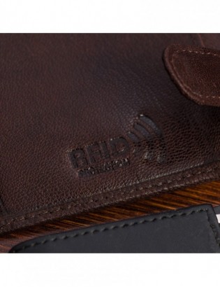 Portfel skórzany męski pionowy klasyczny brązowy RFiD Beltimore D32 - zdjęcie 7