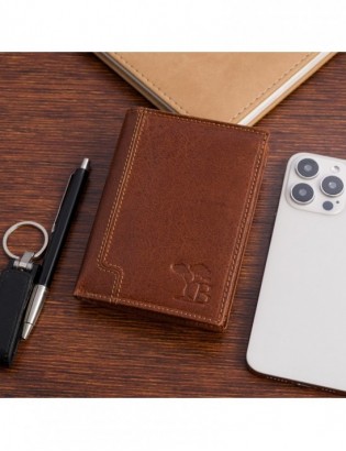 Portfel skórzany męski pionowy klasyczny brązowy RFiD Beltimore D42 - zdjęcie 2