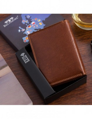 Portfel skórzany męski pionowy klasyczny brązowy RFiD Beltimore D42 - zdjęcie 4