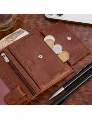 Portfel skórzany męski pionowy klasyczny brązowy RFiD Beltimore D42 - zdjęcie 5
