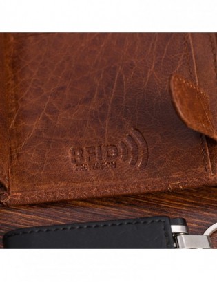 Portfel skórzany męski pionowy klasyczny brązowy RFiD Beltimore D42 - zdjęcie 7