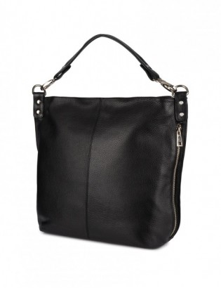 Torebka damska skórzana elegancka duża klasyczna na ramię A4 czarna włoska M95 - zdjęcie 1