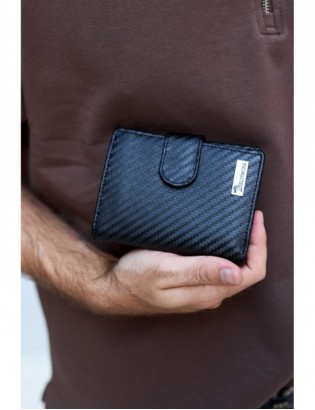 Męski portfel skórzany pionowy klasyczny RFiD duży czarny carbon premium Beltimore P04 - zdjęcie 5