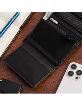 Męski portfel skórzany pionowy klasyczny RFiD duży czarny carbon premium Beltimore P04 - zdjęcie 13