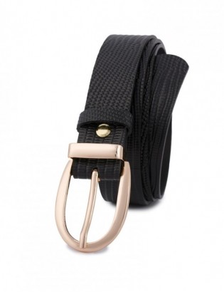 Skórzany pasek damski do spodni sukienki czarny skóra nat 3 cm Beltimore D92 - zdjęcie 3