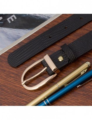 Skórzany pasek damski do spodni sukienki czarny skóra nat 3 cm Beltimore D92 - zdjęcie 4