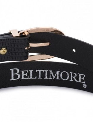 Skórzany pasek damski do spodni sukienki czarny skóra nat 3 cm Beltimore D92 - zdjęcie 6