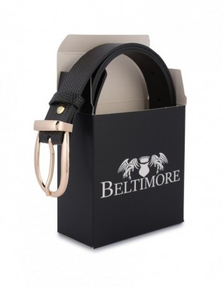 Skórzany pasek damski do spodni sukienki czarny skóra nat 3 cm Beltimore D92 - zdjęcie 7