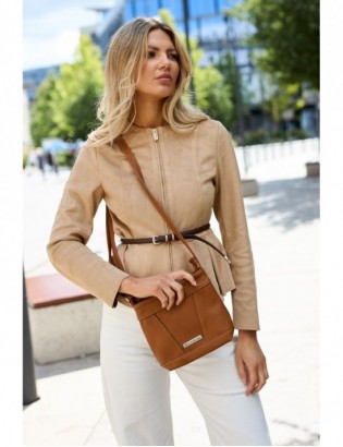 Torebka damska skórzana listonoszka mała premium klasyczna brązowa Beltimore L58 - zdjęcie 2