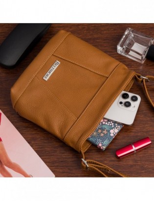 Torebka damska skórzana listonoszka mała premium klasyczna brązowa Beltimore L58 - zdjęcie 6