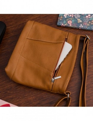 Torebka damska skórzana listonoszka mała premium klasyczna brązowa Beltimore L58 - zdjęcie 10