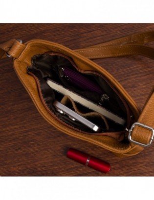 Torebka damska skórzana listonoszka mała premium klasyczna brązowa Beltimore L58 - zdjęcie 11