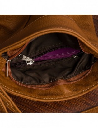 Torebka damska skórzana listonoszka mała premium klasyczna brązowa Beltimore L58 - zdjęcie 12