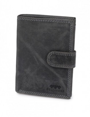 Portfel skórzany męski pionowy z zapinią klasyczny czarny RFiD Beltimore S49 - zdjęcie 1