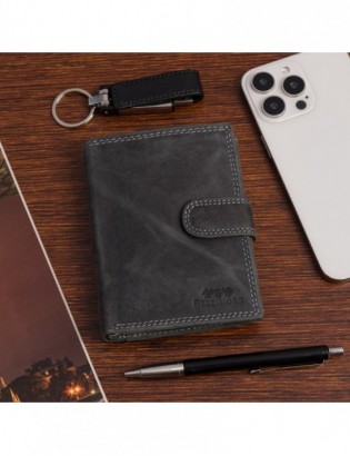 Portfel skórzany męski pionowy z zapinią klasyczny czarny RFiD Beltimore S49 - zdjęcie 2