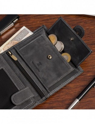Portfel skórzany męski pionowy z zapinią klasyczny czarny RFiD Beltimore S49 - zdjęcie 5
