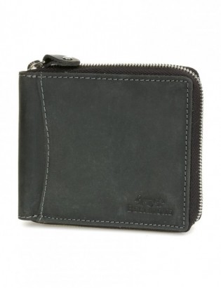 Portfel skórzany zasuwany duży poziomy RFiD nubuk czarny Beltimore H01 - zdjęcie 3