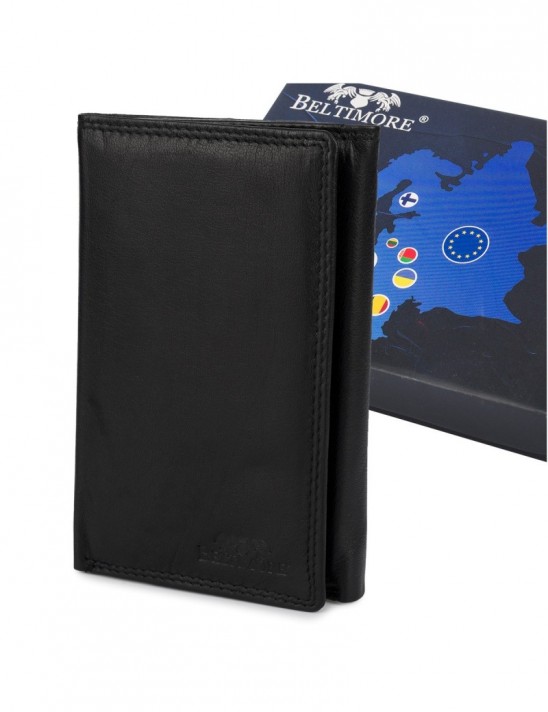 Męski portfel skórzany pionowy klasyczny RFiD duży czarny premium Beltimore P05