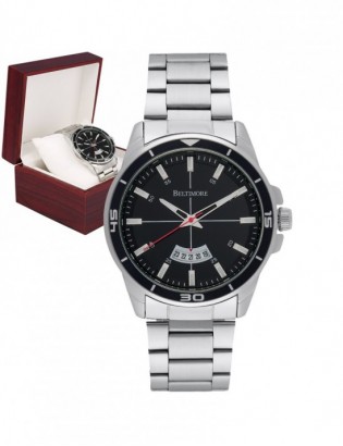 Zegarek męski bransoleta duży solidny z datownikiem premium Beltimore BT03 - zdjęcie 1