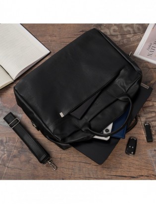 Torba męska skóra ekologiczna na dokumenty A4 laptopa czarna Beltimore M04 - zdjęcie 2