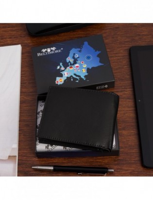 Męski portfel skórzany klasyczny duży poziomy czarny skóra nat Beltimore K46 - zdjęcie 4