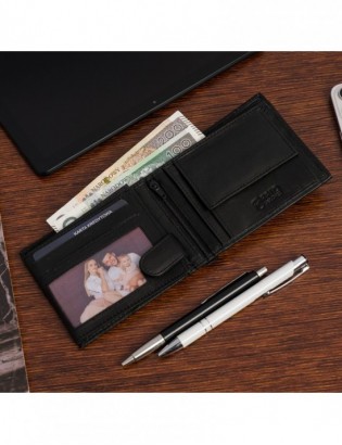 Męski portfel skórzany klasyczny duży poziomy czarny skóra nat Beltimore K46 - zdjęcie 5