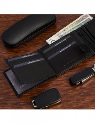 Męski portfel skórzany klasyczny duży poziomy czarny skóra nat Beltimore K46 - zdjęcie 6