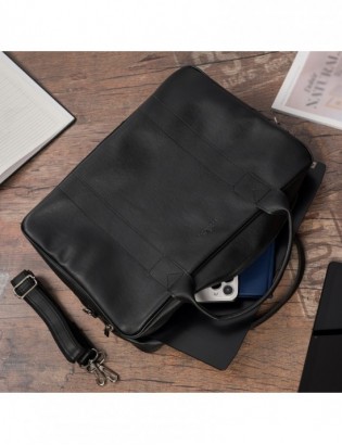 Torba męska skóra ekologiczna na dokumenty A4 laptopa czarna Beltimore M02 - zdjęcie 2