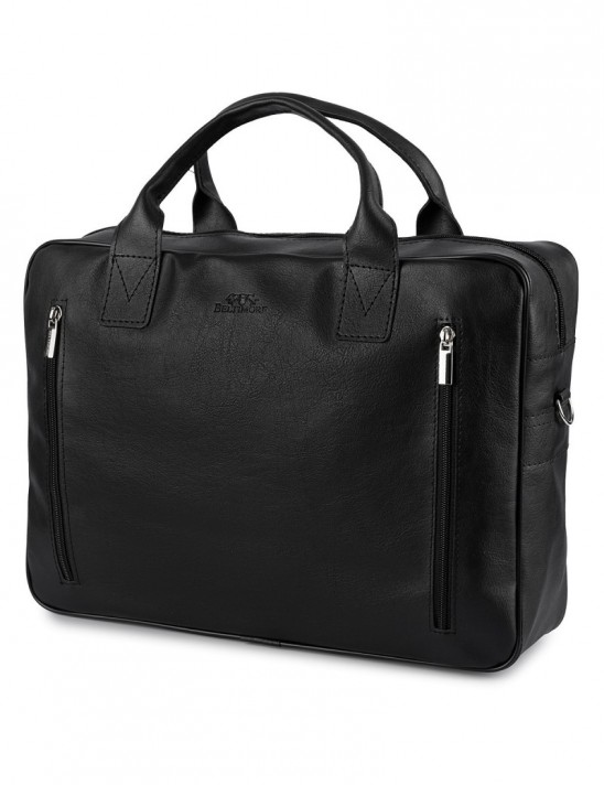 Torba męska skóra ekologiczna na dokumenty A4 laptopa czarna Beltimore M03