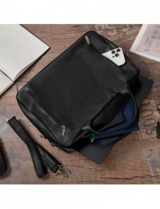 Torba męska skóra ekologiczna na dokumenty A4 laptopa czarna Beltimore M03 - zdjęcie 2