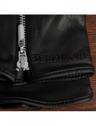 Rękawiczki skórzane damskie polar na dotyk TOUCH FINGER czarne BELTIMORE  K27 - zdjęcie 12