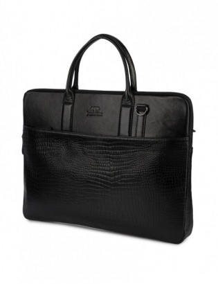 Torba skórzana aktówka teczka croco na laptopa 15"6 czarna A4 Beltimore S18 - zdjęcie 4