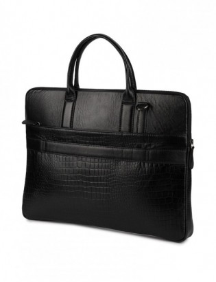 Torba skórzana aktówka teczka croco na laptopa 15"6 czarna A4 Beltimore S18 - zdjęcie 5