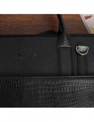 Torba skórzana aktówka teczka croco na laptopa 15"6 czarna A4 Beltimore S18 - zdjęcie 8